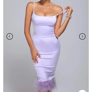 Bella Barnett lavender satin dress